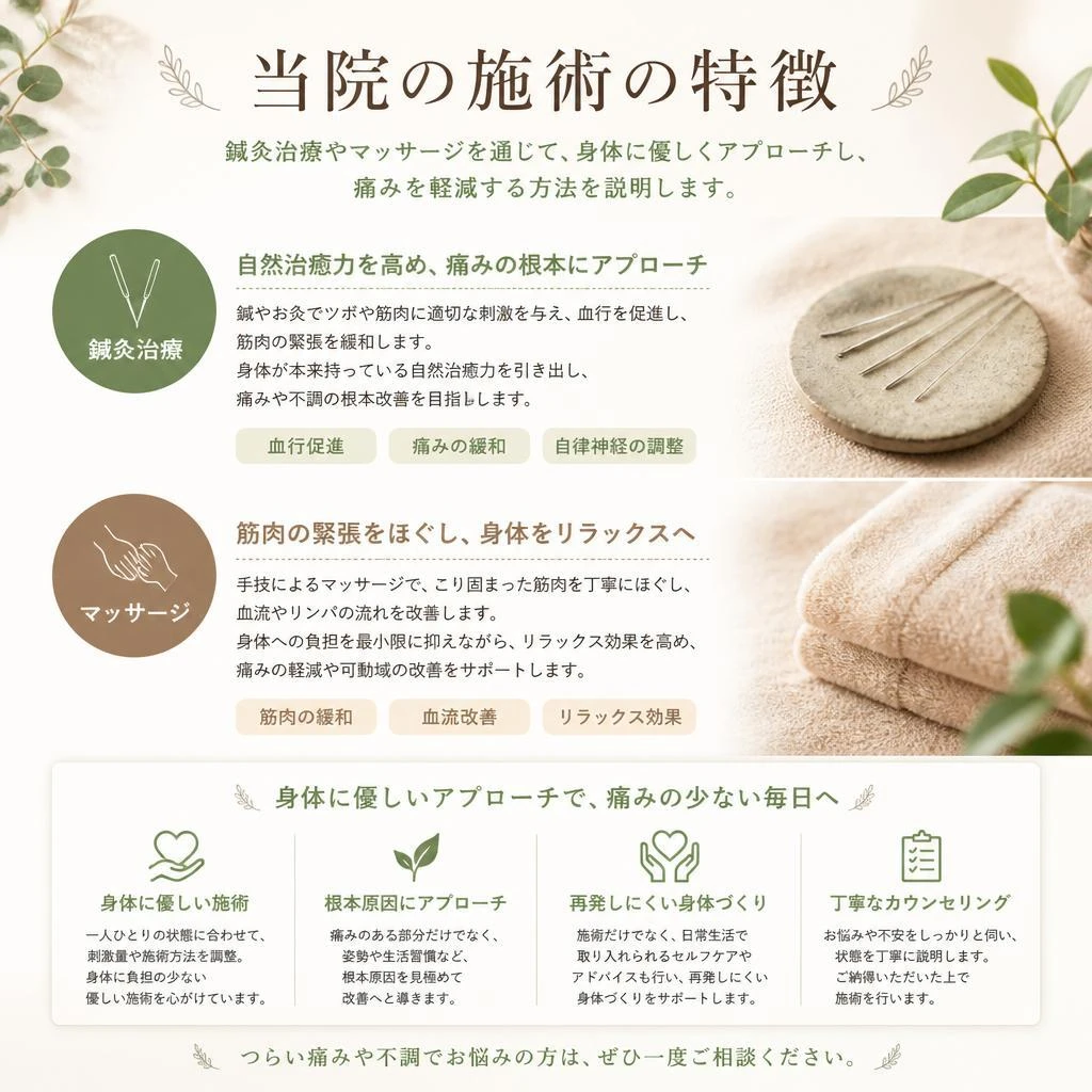 痛みを伴わない優しいアプローチ